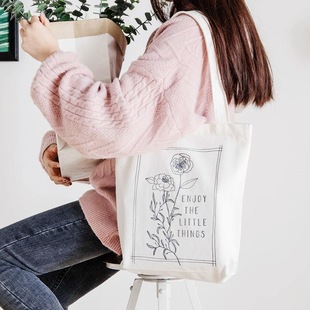 Cross-border canvas printed shoulder bag female student schoolbag simple artistic tutorial bag shopping bag storage bag