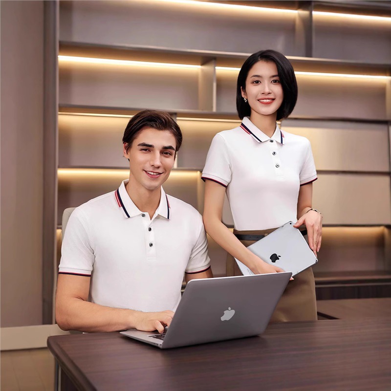 高端冰离子polo衫工作服华为企业公司文化短袖体恤男工衣印logo