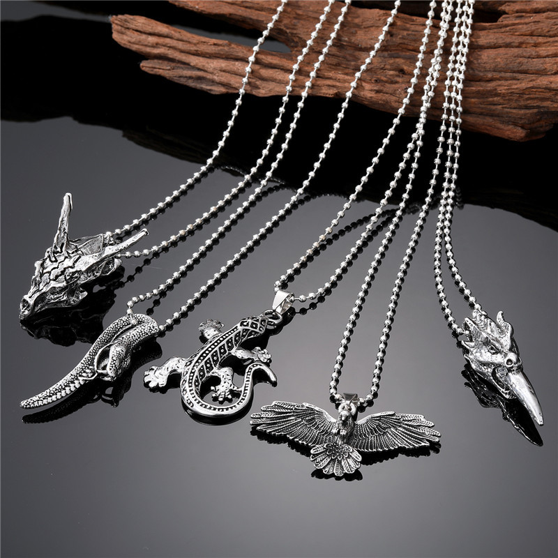 Fashion Eagle Snake Stainless Steel Alloy Plating Menu0027S Pendant Necklace 1 Piece