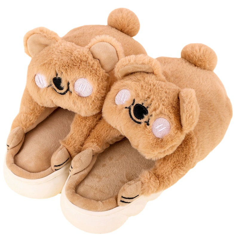 青壹坊 шлепанцы, мультяшные милые утеплённые на платформе (чайная платформа)