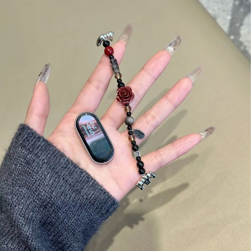 [レッドローズ] Xiaomi Mi Band 9pro/8pro ストラップ Xiaomi Mi Band 9/8 ストラップ ビーズ リストバンドに適しています。|undefined