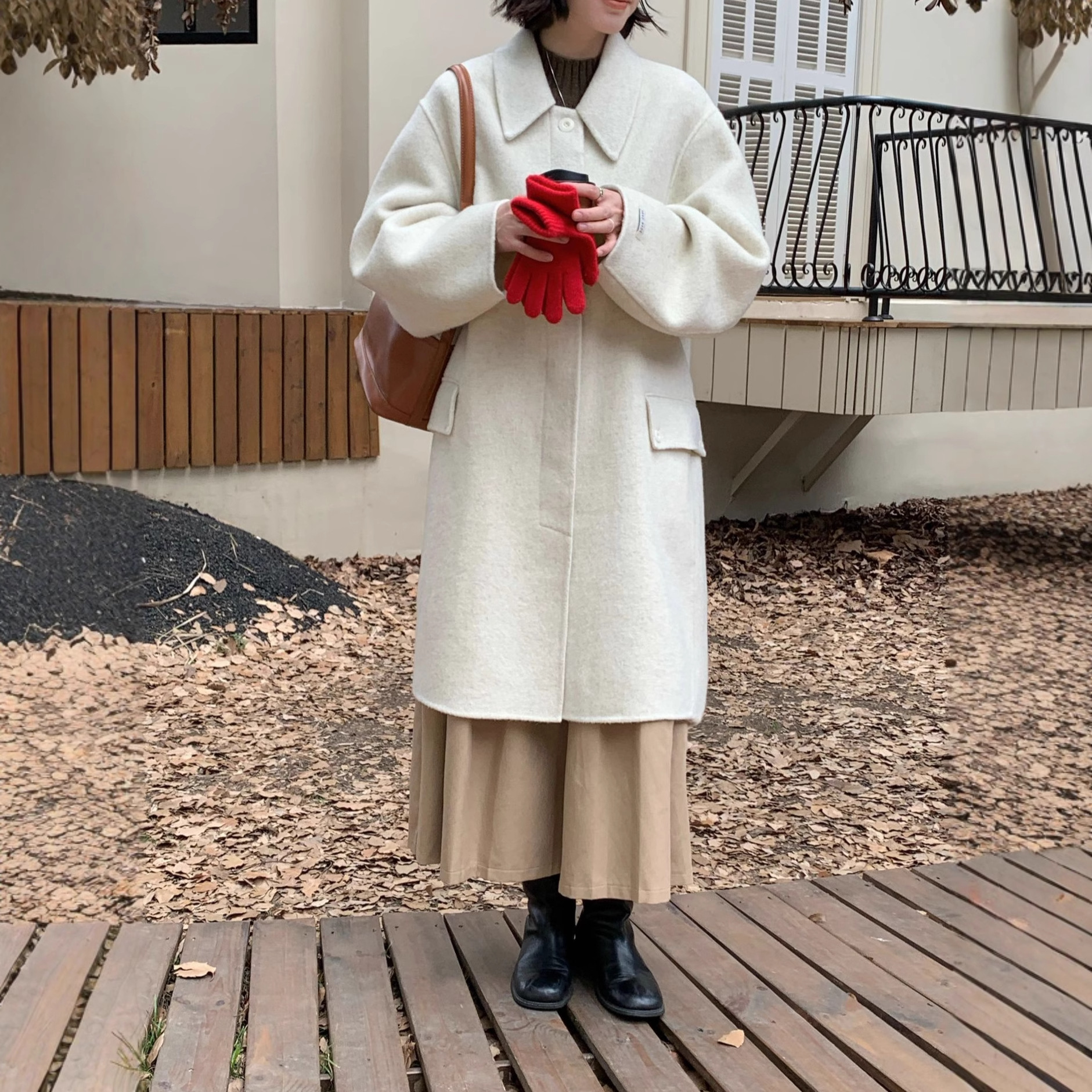 6182 Korean Dongdaemun Doll Collar Small Cocoon-Shaped Casual Woolen Outwear for Women Long Double-Sided Woolen Outwear for Women