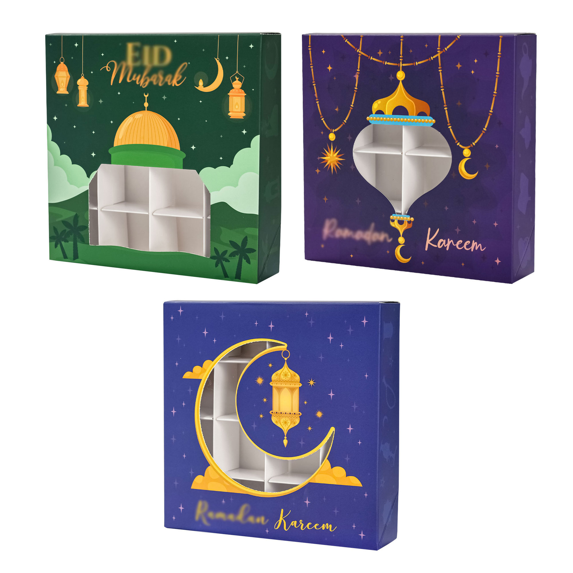 新款月亮节糖果盒开窗包装盒可视巧克力收纳盒方形翻盖纸盒空盒子