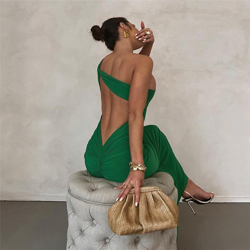 Fashion Solid Color Boat Neck Sleeveless Patchwork Backless Spandex Polyester Maxi Long Dress Pencil Skirt display picture 1