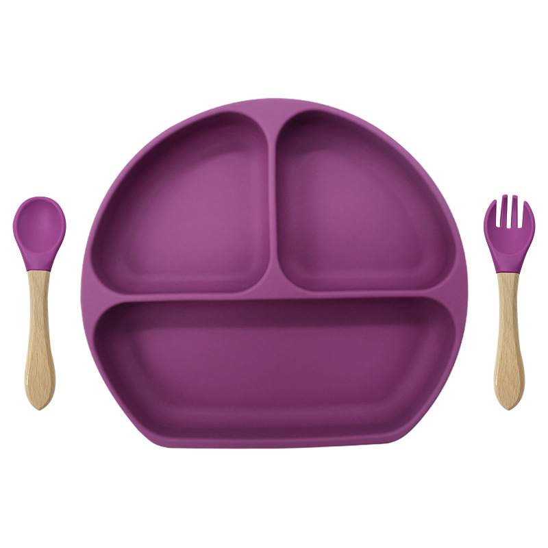 버건디 (웃는 얼굴 접시, 나무 포크와 숟가락 361g)