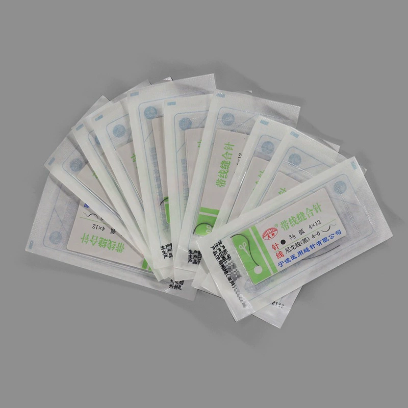 FS249-10pcs-10 пакет, игла с ниткой (3/8 дуги, 4 × 12, 4-0, одиночная игла)