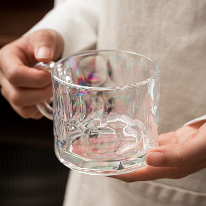 [Vidrio de estilo de lujo ligero] ins taza de agua de oreja grande taza de leche transparente de aspecto alto taza de jugo copa de vino