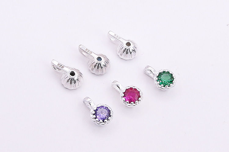 DIY Jewelry Accessories Classification 1 Piece Quantity 1 Piece 7*4mm 925 Sterling Silver Zircon Geometric Polished Pendant