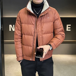 Running red 2024 winter new men's three-proof collar warm down