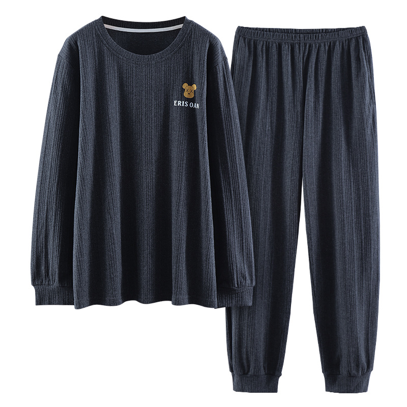 Pijamas de los hombres otoño y el invierno manga larga 2022 nueva historieta oso violento otoño se puede usar fuera juventud homewear