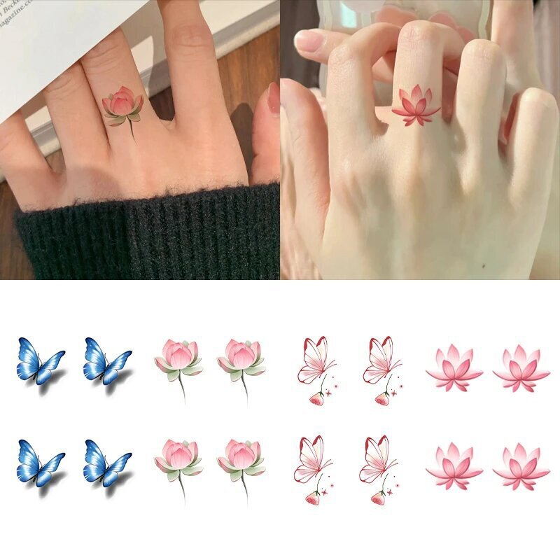 Finger butterfly colorful small flower tattoo stickers ins style waterproof long-lasting pure desire simulation for women students washable Finger butterfly colorful small flower tattoo stickers ins style waterproof long-lasting pure desire simulation for women students washable