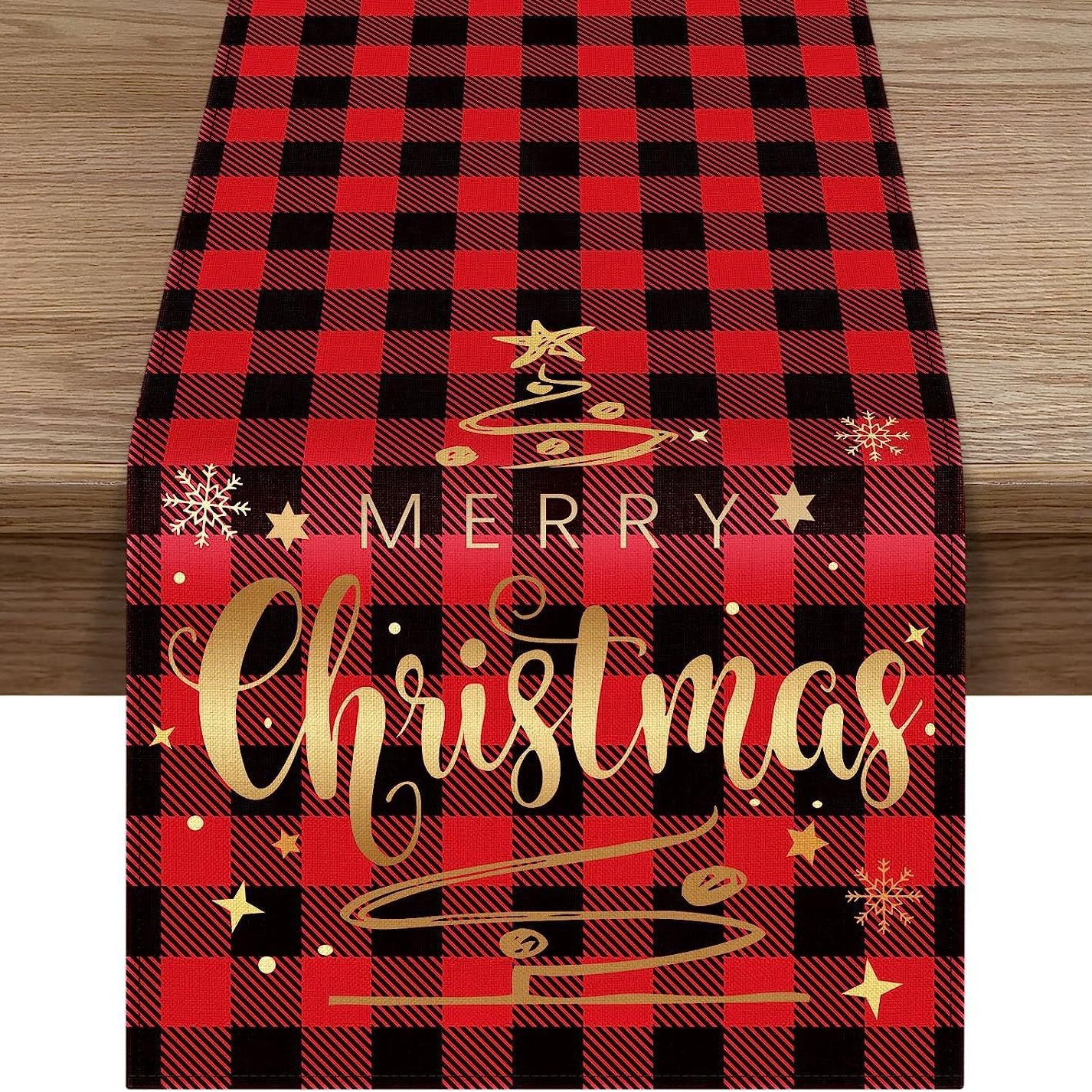 Camino de mesa navideño, decoración de mesa de comedor para el hogar, estilo europeo y americano, mantel nórdico, patrón a cuadros para mesa de té.
