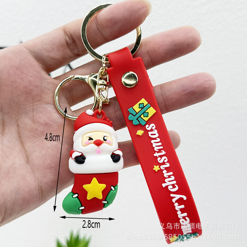 跨境圣诞钥匙扣软胶公仔挂件圣诞礼品配件立体公仔圣诞老人小挂件|undefined