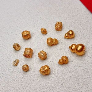 S925 silver gold-plated gourd-shaped bead with diamonds, decorative accessory, cloud-patterned bead, new product special offer