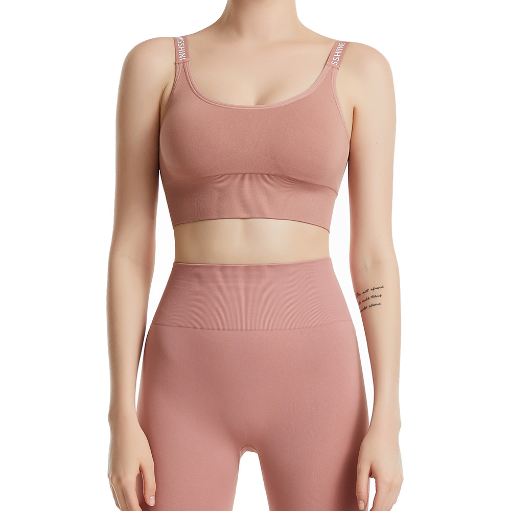 Europa y América nueva primavera y verano ropa interior deportiva apretado sin fisuras fitness chaleco insertar pecho pad yoga deportes en stock al por mayor