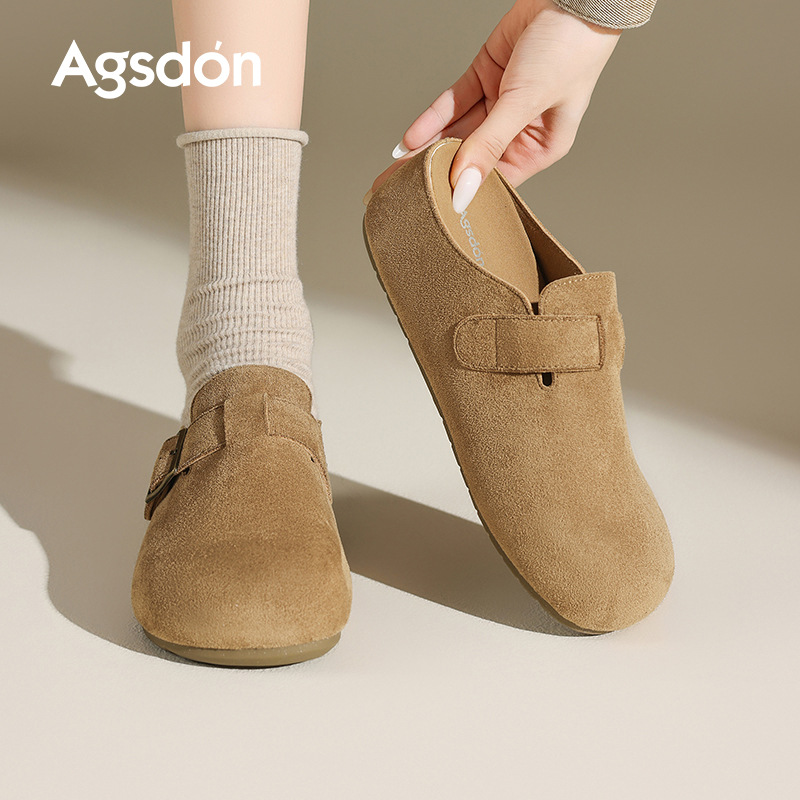 Augu Shi Deng grueso Bocken zapatos de mujer 2026 nuevo Bocken de primavera mitad zapatillas perezosa un solo zapato