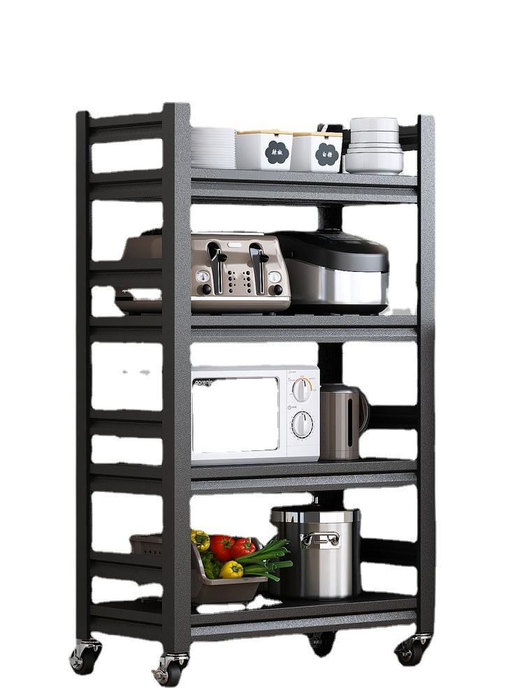 碳钢黑色厨房置物架落地式多层收纳多功能储物柜货架层架家用柜子