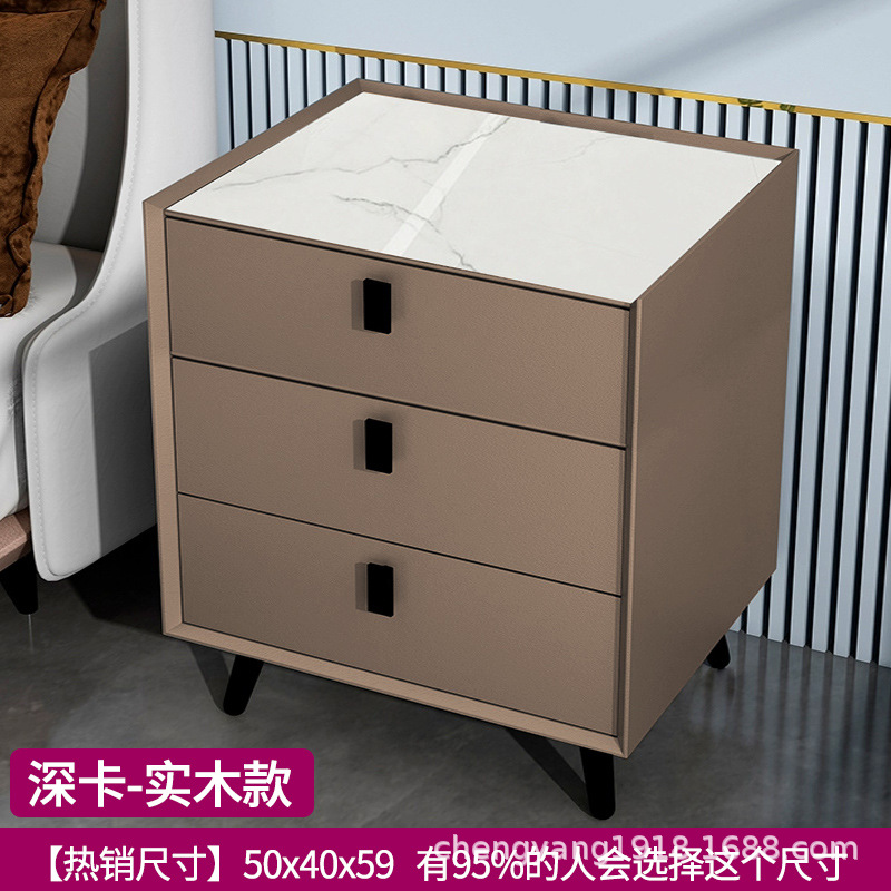 Mesita de noche madera maciza Placa de roca simple moderno Internet celebridad dormitorio mesita de noche protección del medio ambiente todo partido gabinete de almacenamiento mesita de noche