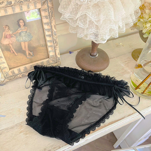 Lace Panties Women's Seamless Pure Cotton Transparent Breathable Sexy Hot Netting Pure Desire Japanese Girl Triangle Pants 