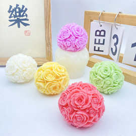 跨境玫瑰花球香薰蜡烛硅胶模具 DIY花球手工肥皂蜡烛模具烘焙模具