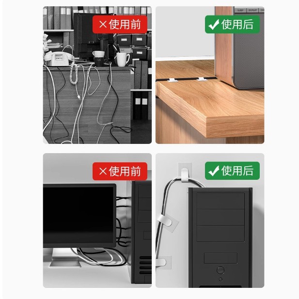 Organizador de cables con adhesivo tipo Velcro, herramienta de gestión de cables montada en la pared, clip para cables de computadora, correa para agrupar cables de red