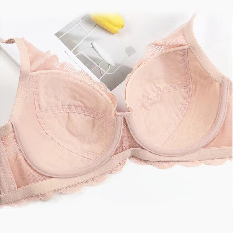 Comercio exterior spot transfronterizo gran tamaño sujetador mujer sin esponja encaje super delgado transpirable cómodo reunido gran pecho pequeño