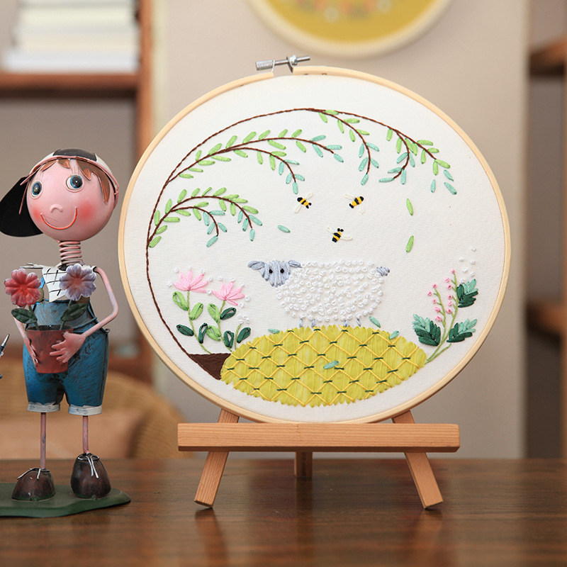 Hecho a mano de los niños DIY pintura bordado material paquete decoración Lu bordado su bordado europeo hojas Cruz puntada Kit
