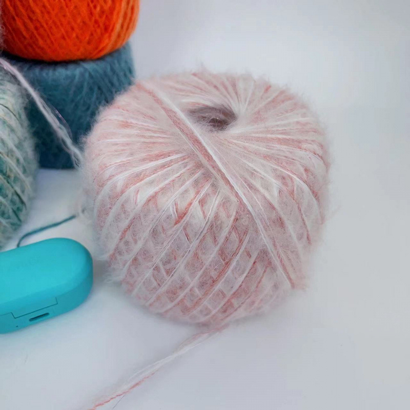 모헤어 새우 국수 더블 화이트 핑크 실버 실
