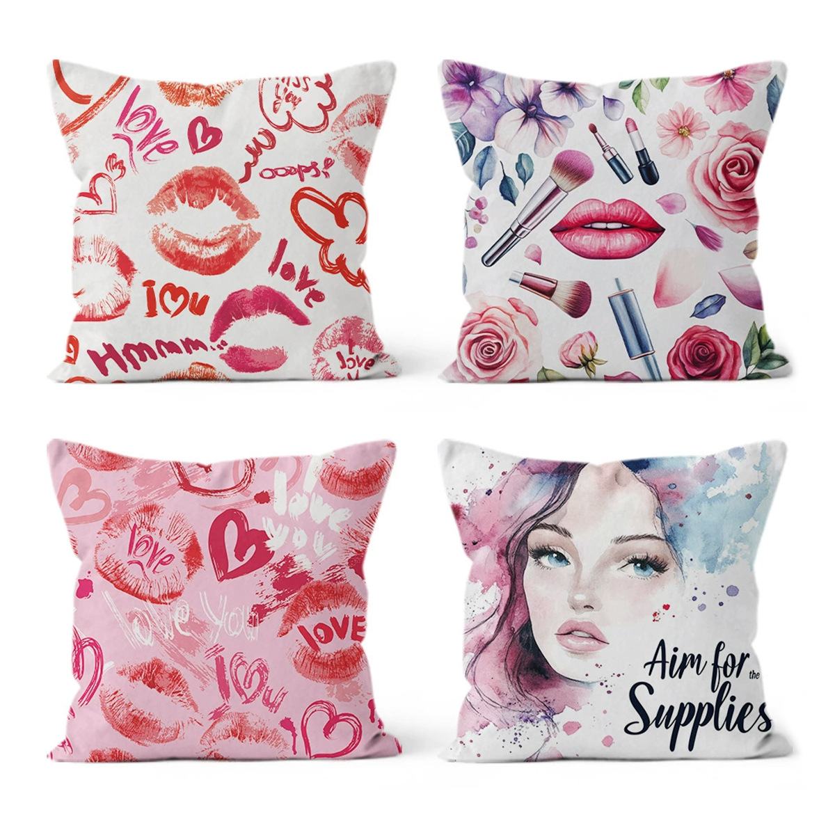 Día de San Valentín acuarela almohada al por mayor moderna simple almohada decoración almohada funda al por mayor almohada personalizada