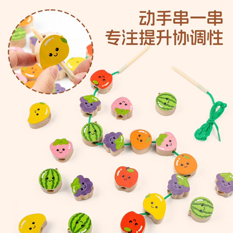 Clasificación de color de frutas interesantes para niños, pares de toques, cuerdas, jardín de infantes, juguetes de cuerda para la educación temprana