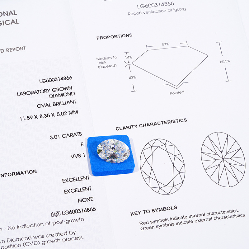 22g Weight Diamonds Classification 1 Piece Quantity Holiday, Daily Occasion Geometric Pattern Women's Gender Simple Style, Classic Style Style IGI Diamond Wholesale Laboratory Hphtcvd Henan Artificial Diamond Cultivation Diamond Factory D Color Perfect Circle Artificial Diamond 5