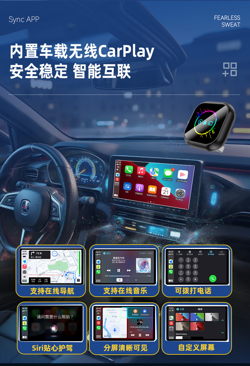 Cross-Border 4-in-1 Car-Machine Connectivity Box Wireless Dual-Band Apple Android Screen Mirroring Smart Carplay Box