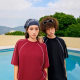 Contrast color hem tide brand low shoulder crew neck fashion T-shirt men's and women's short sleeve blank shirt wholesale