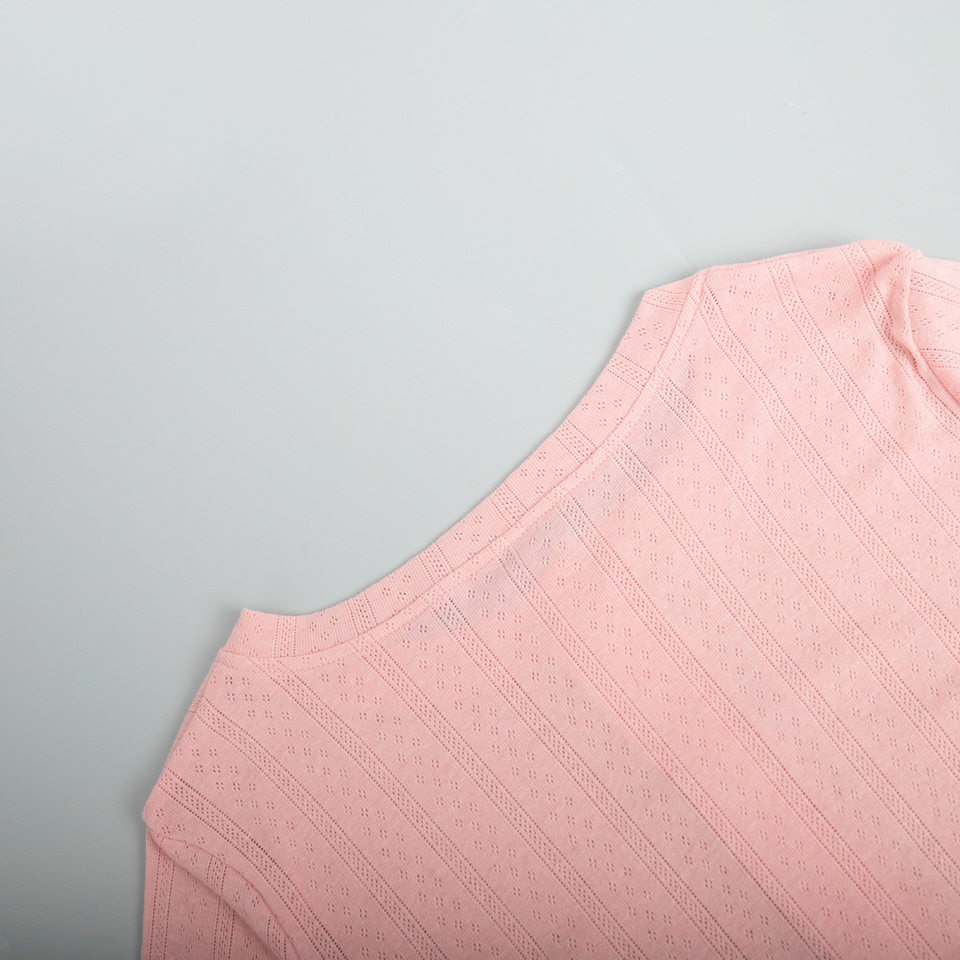 Bộ đồ ngủ nữ 3 món dệt kim gồm áo cardigan dài tay, áo lót và quần short — In hoa, Màu hồng, Màu trắng, Màu xanh dương chi tiết 16