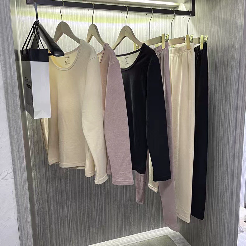 Новый двусторонний кашемировый протеиновый нагревательный женский костюм, теплый мягкий тонкий удобный, большой круглый вырез, бесшовная универсальная основа