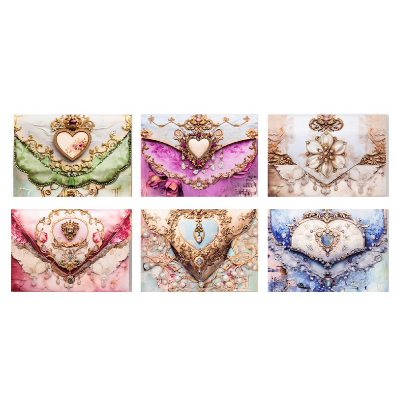 연길코팅지스티커 화채유광시리즈 6종 복고수첩베이스소재 장식스티커 20장