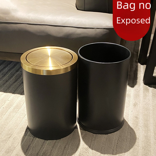 Cross-border swing cover trash can stainless steel home living room kitchen with cover flip cover luxury bathroom toilet high-end