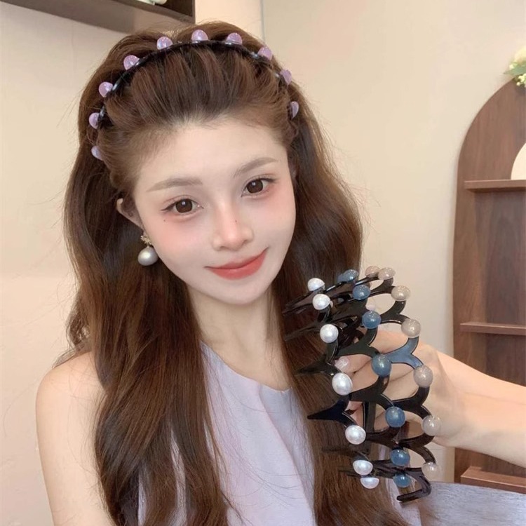 Pearl wave hairband 2025 nuevo cráneo alto lavado facial presión cabello temperamento con dientes antideslizante cabello brazo de cabeza