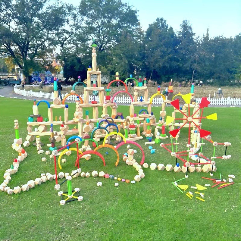 Transfronterizo de madera piedra de color Montessori equilibrio cognitivo Jenga niños educación temprana bloques de construcción educativos juguete Jenga