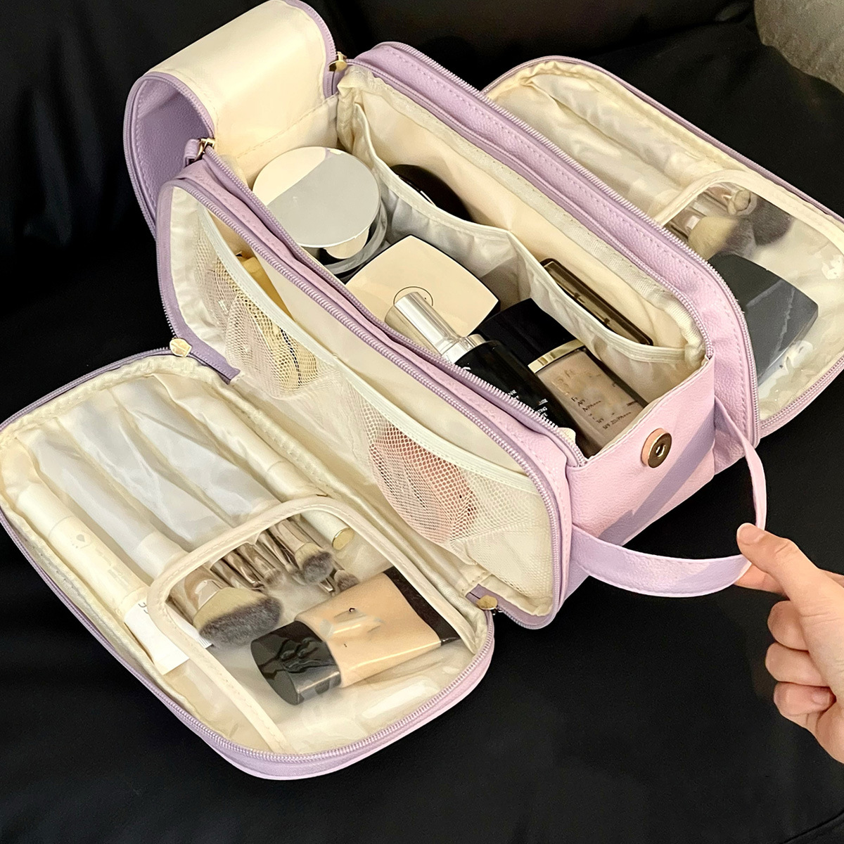 Bolsa de Cosméticos Multifuncional 2025 para Mujer, Gran Capacidad, Portátil para Viajes, Bolsa de Almacenamiento de Alta Gama para Brochas de Maquillaje y Artículos de Tocador