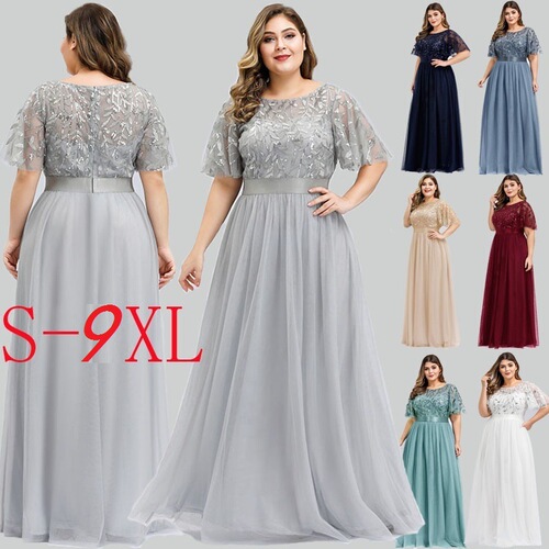 fat women high sequins mesh long dress 9XL high sequins mesh long dress