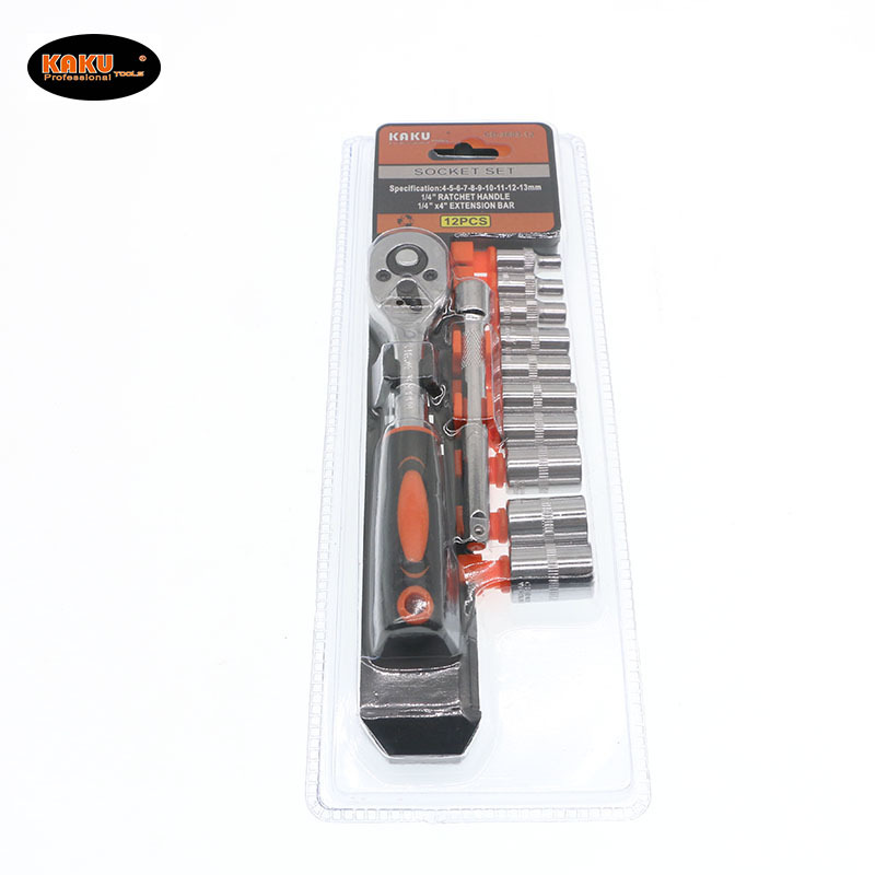 汽车车载随车五金工具箱1/4-12PC汽修工具套筒工具套装棘轮扳手