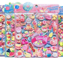美食泡泡贴画蛋糕甜品食物水果蔬菜立体3d防水大号双层卡通贴贴纸