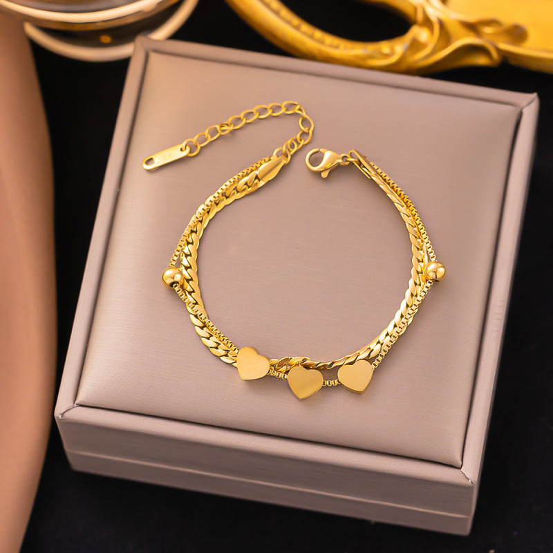 クロスボーダー東莞チタン鋼ジュエリー色褪せない新しい日本と韓国のアクセサリーブレスレット女性用 18K ゴールドファッションライト高級ハイエンド|undefined