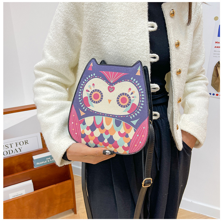 Women's Small Pu Leather Animal Color Block Streetwear Zipper Shoulder Bag display picture 4