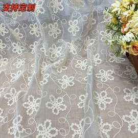 新款蕾丝棉泡纱刺绣花边柔软绣花童装女装连衣裙婚纱礼服服装面料
