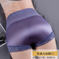 9037 new fashion high-waisted belly-controlling waistband women's underwear to control belly, ice silk lace splicing, hollow small square angles