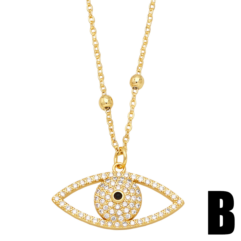 Fashion Eye Copper Inlay Artificial Pearls Zircon Pendant Necklace 1 Piece