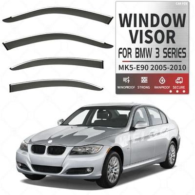 Rain shield — E90 F30 Window visor - standard-packing-without-logo-bmw-3-series-i-axle-mk5-e90-2005-2010-plexiglass-with-bright-strip-window-rain-blocking