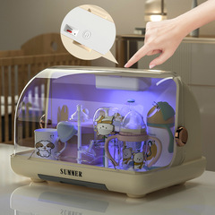 紫外線消毒キャビネット赤ちゃん哺乳瓶収納ボックスプラスチック棚排水棚防塵カバー付きサプリメント